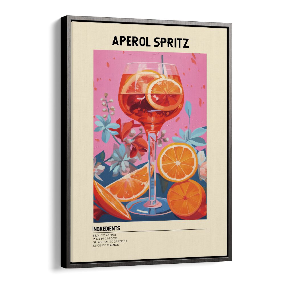 Colourful Aperol Spritz Bar & Cafe Artwork in Black Floater Frame