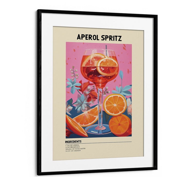 Colourful Aperol Spritz Bar & Cafe Artwork in Black Frame With Mount