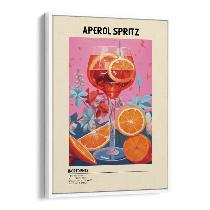 Colourful Aperol Spritz Bar & Cafe Artwork in White Floater Frame