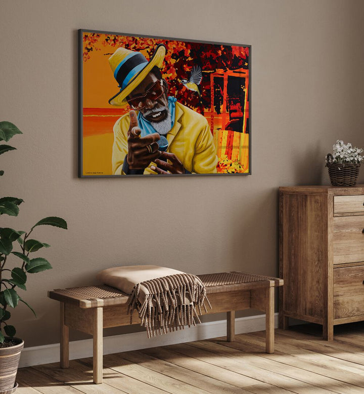 Come On And Tune In By Christian Beijer African Artwork Placed on a wall In A Living Room 