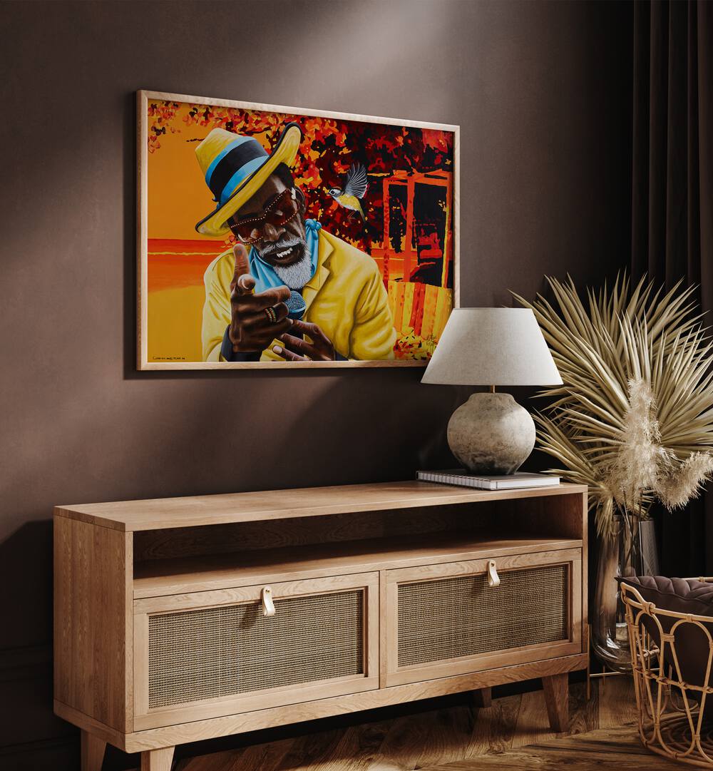 Come On And Tune In By Christian Beijer African Artwork Placed on a wall In A Living Room 