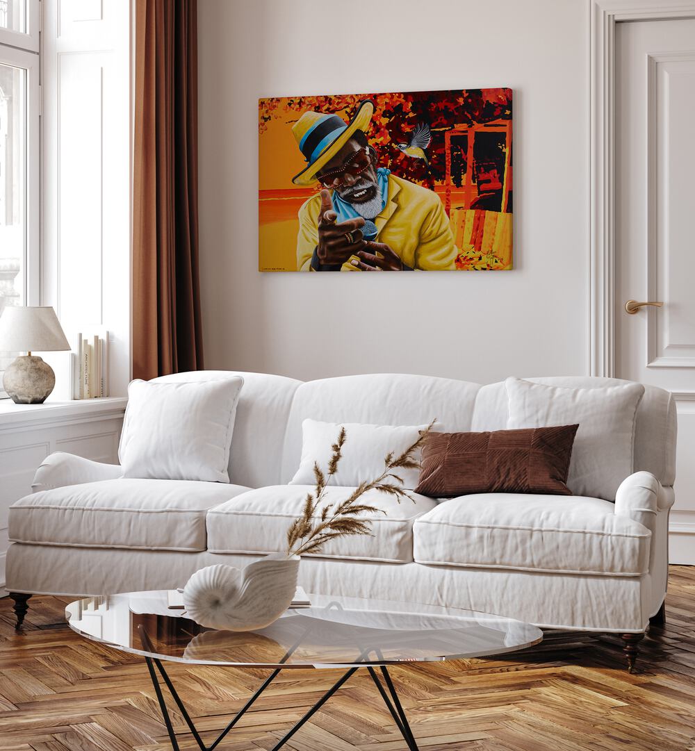 Come On And Tune In By Christian Beijer African Artwork Placed on a wall In A Living Room 