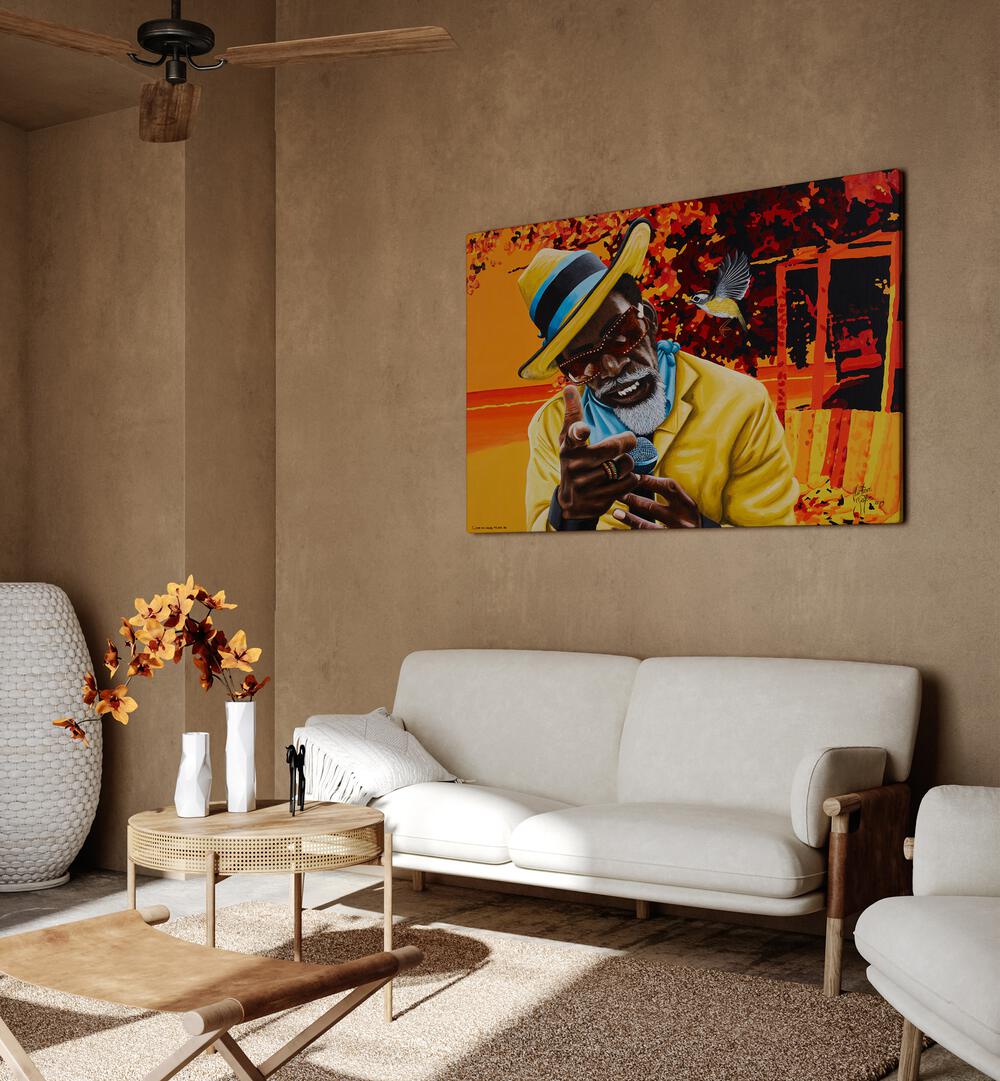 Come On And Tune In By Christian Beijer African Artwork Placed on a wall In A Living Room 
