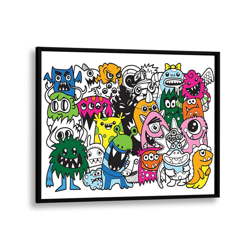 Vibrant COMICAL CREATIONS comic posters featuring playful monsters, perfect for enhancing your home decor.