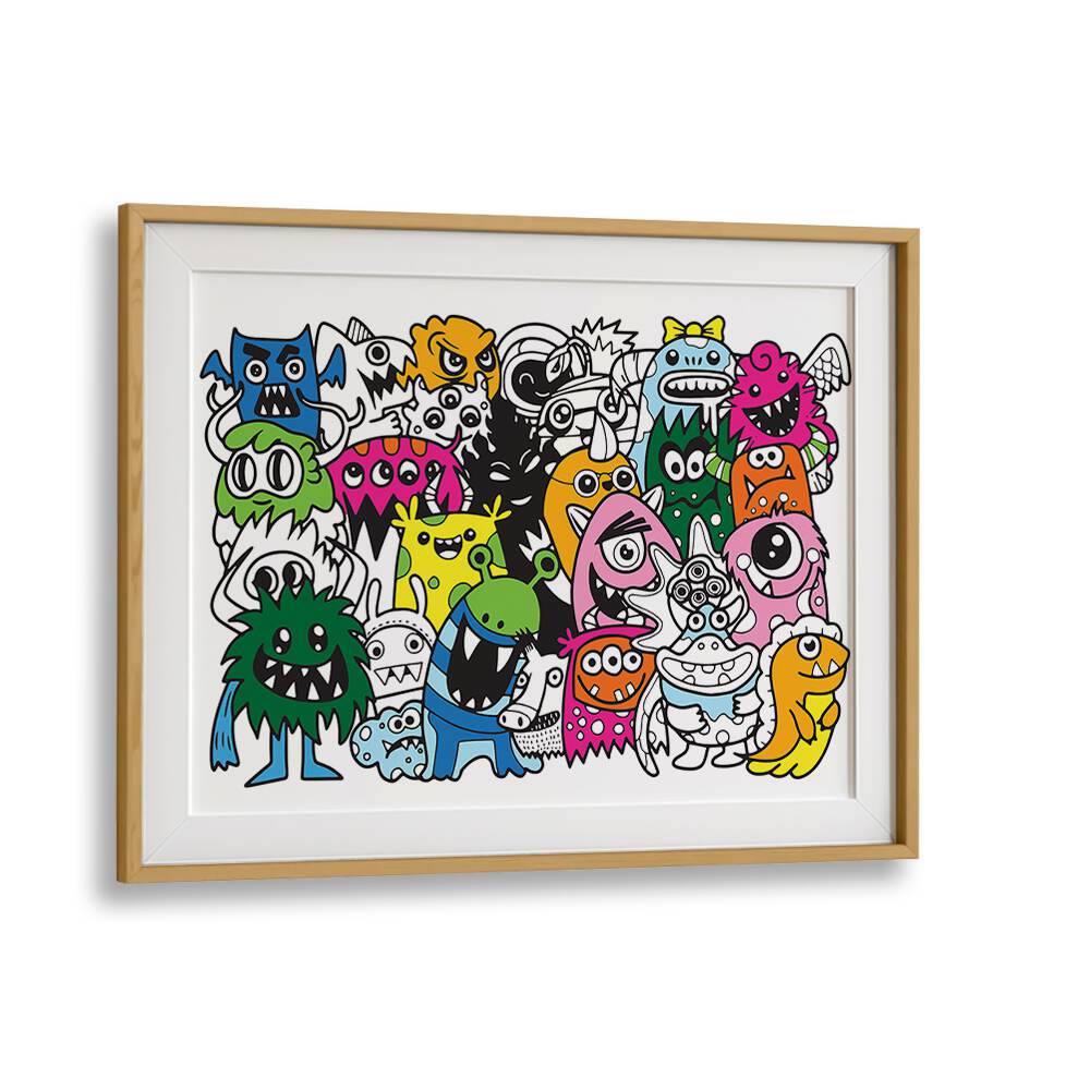 Vibrant COMICAL CREATIONS comic posters featuring playful monsters, perfect for enhancing your home decor.