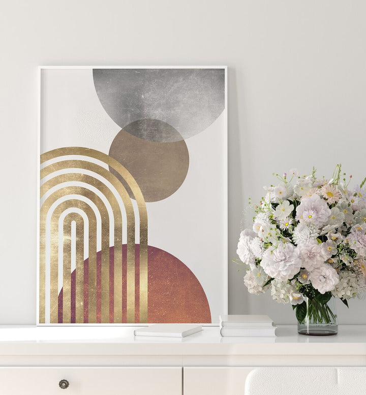 COMPOSITION LINES AND CIRCLES II , BOHO ART PAINTINGS