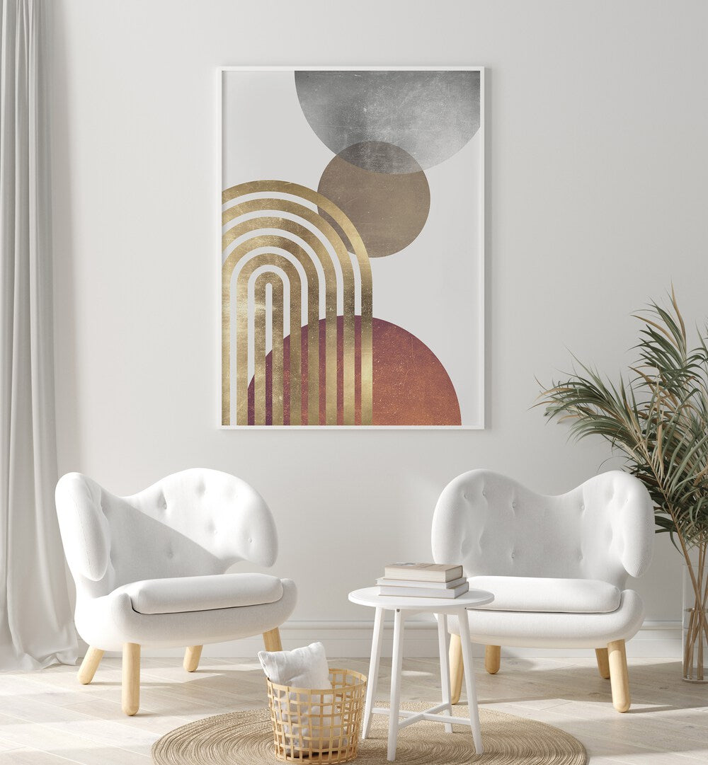 COMPOSITION LINES AND CIRCLES II , BOHO ART PAINTINGS