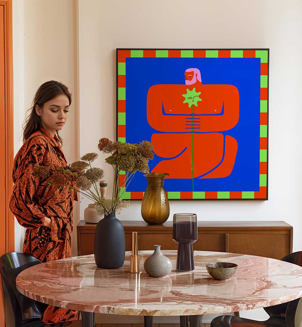 CONTEMPLATIVE EMBRACE , POP ART PAINTINGS