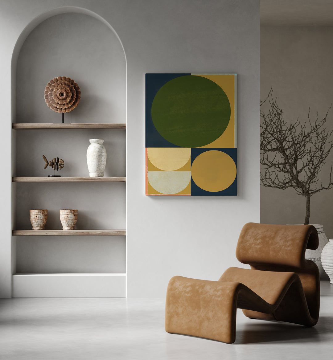 Contemporary Geometric Geometric Art Artwork Placed on a wall In A Living Room 