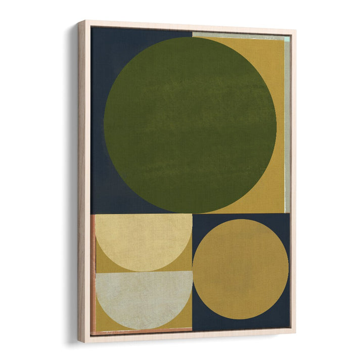 Contemporary Geometric Geometric Art Artwork in Oak Wood Floater Frame