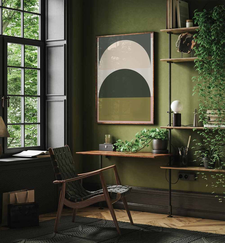 Stylish interior featuring CONTEMPORARY ABSTRACT XIII, GEOMETRIC ART PRINTS, enhancing the modern decor aesthetic.