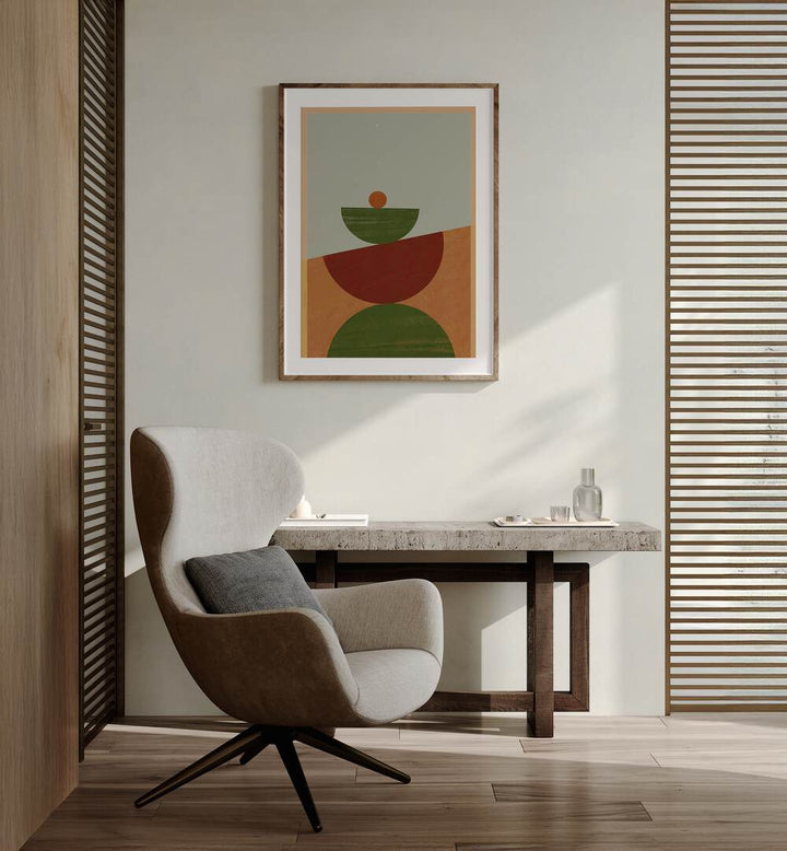 Stylish living space featuring CONTEMPORARY GEOMETRIC II, GEOMETRIC ART PRINTS for modern home décor.