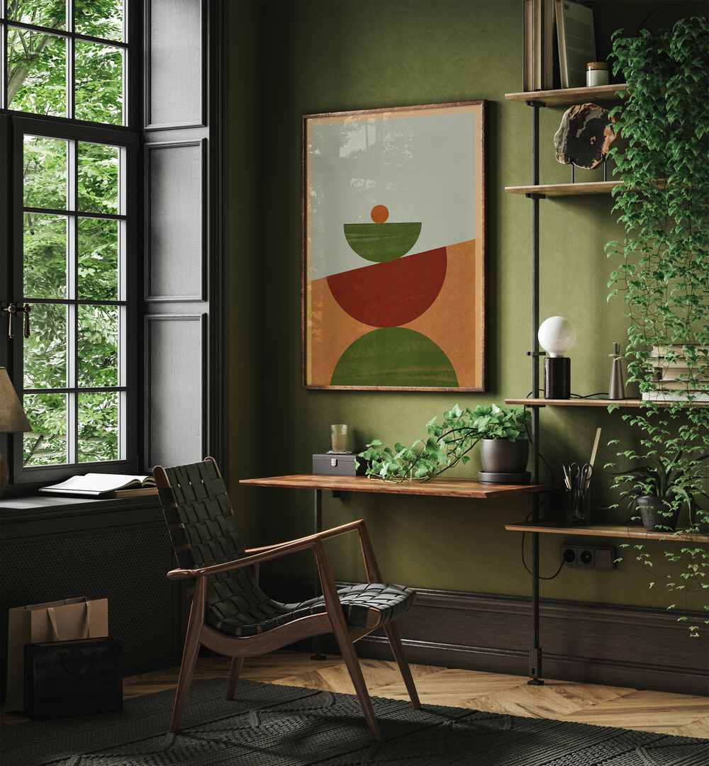 Stylish room featuring CONTEMPORARY GEOMETRIC II, GEOMETRIC ART PRINTS, enhancing modern interior decor.