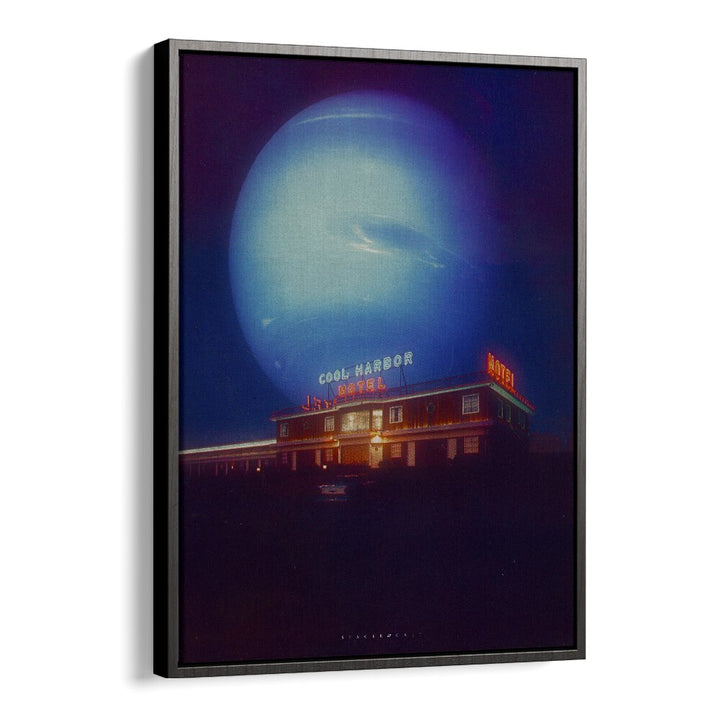 Cool Motel Surreal Painting Artwork in Black Floater Frame
