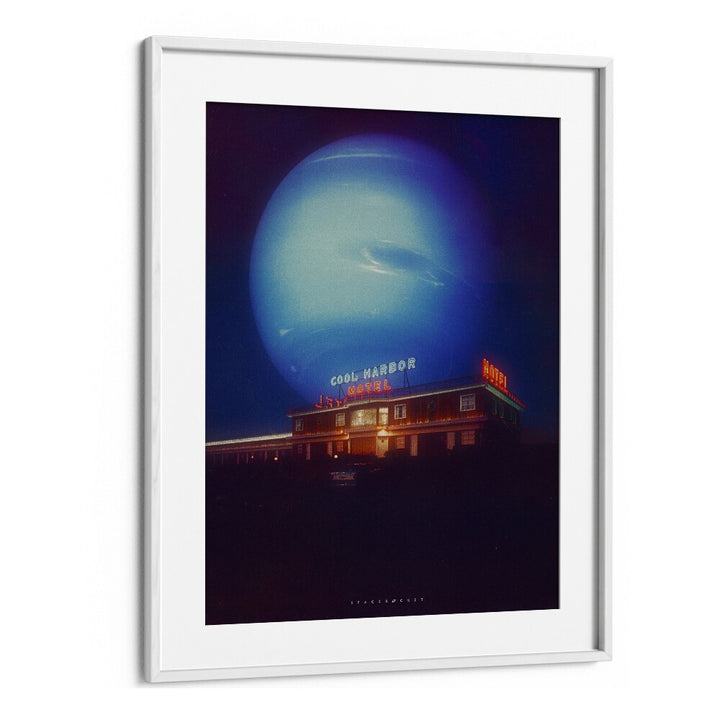 Cool Motel Surreal Painting Artwork  in White frame With Mount