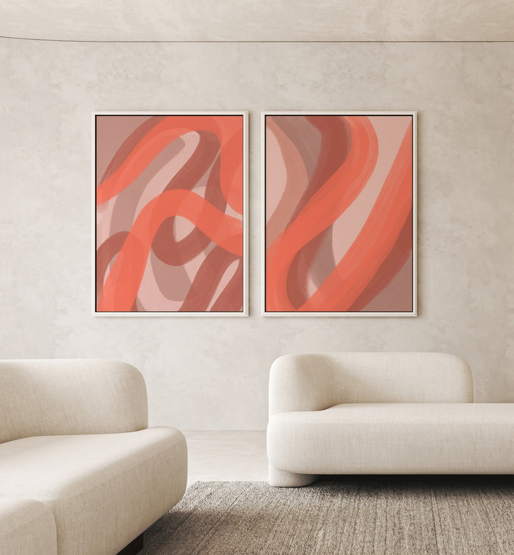 CORAL SET , SET OF 2 PAINTINGS