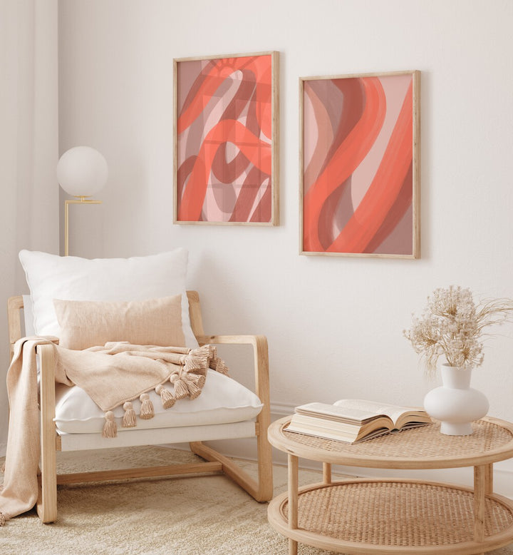 CORAL SET , SET OF 2 PAINTINGS