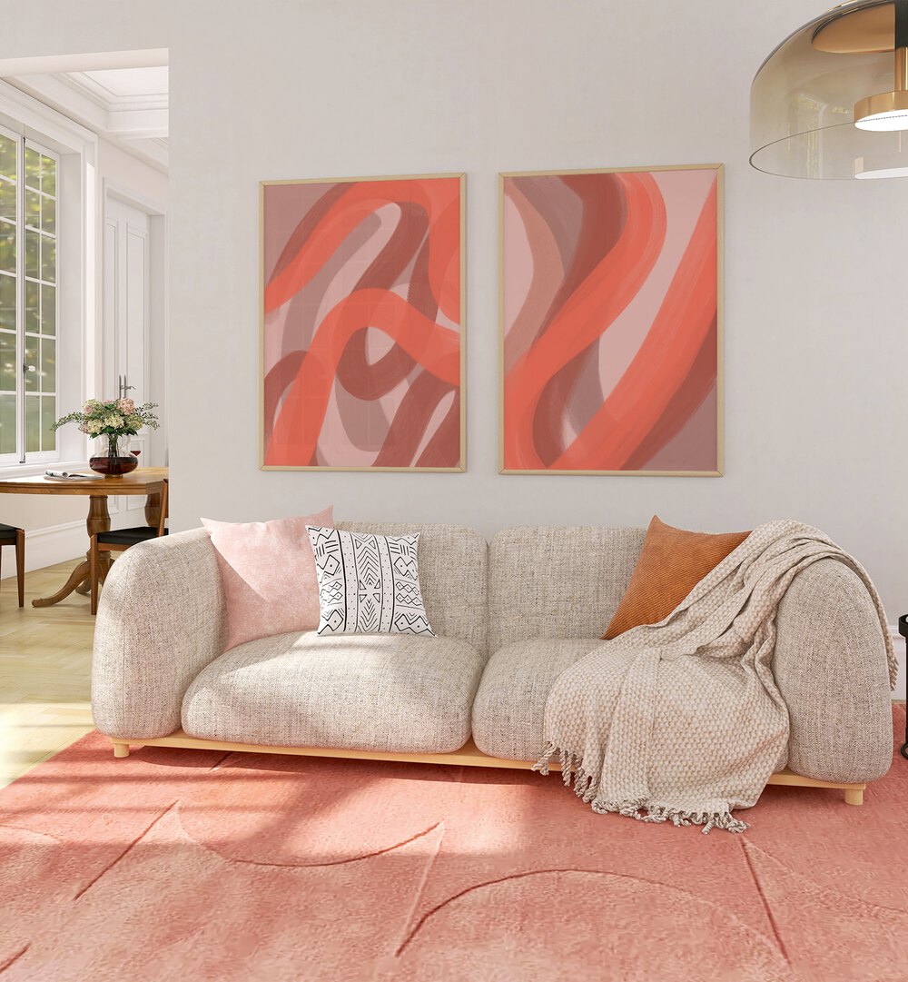 CORAL SET , SET OF 2 PAINTINGS