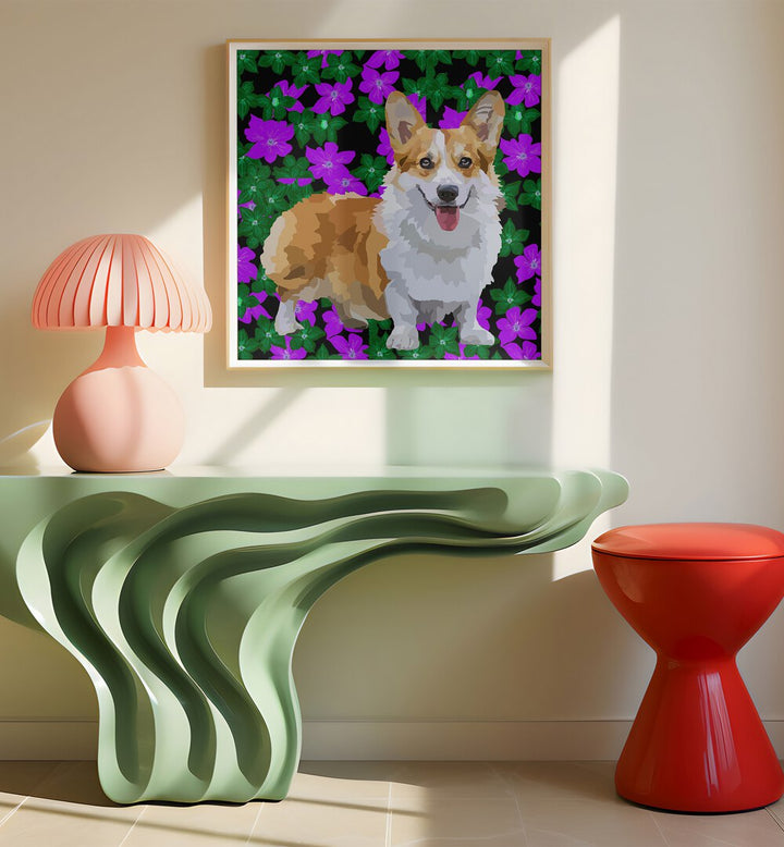 CORGI IN FLOWERS