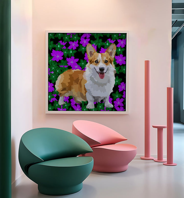 CORGI IN FLOWERS