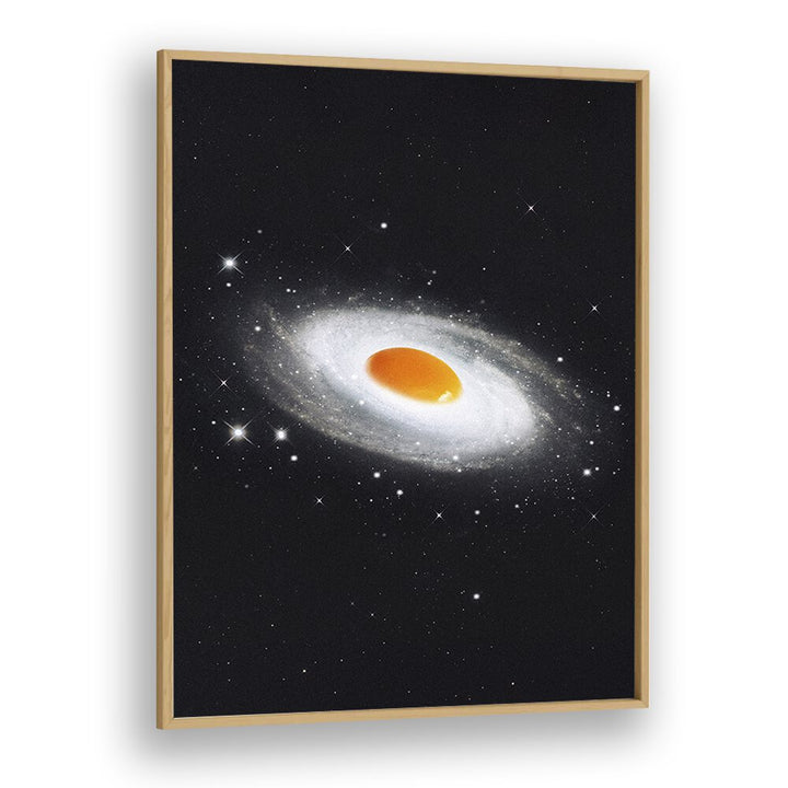 Cosmic Egg Surreal Art Artwork in Oak Wood Plain Frame
