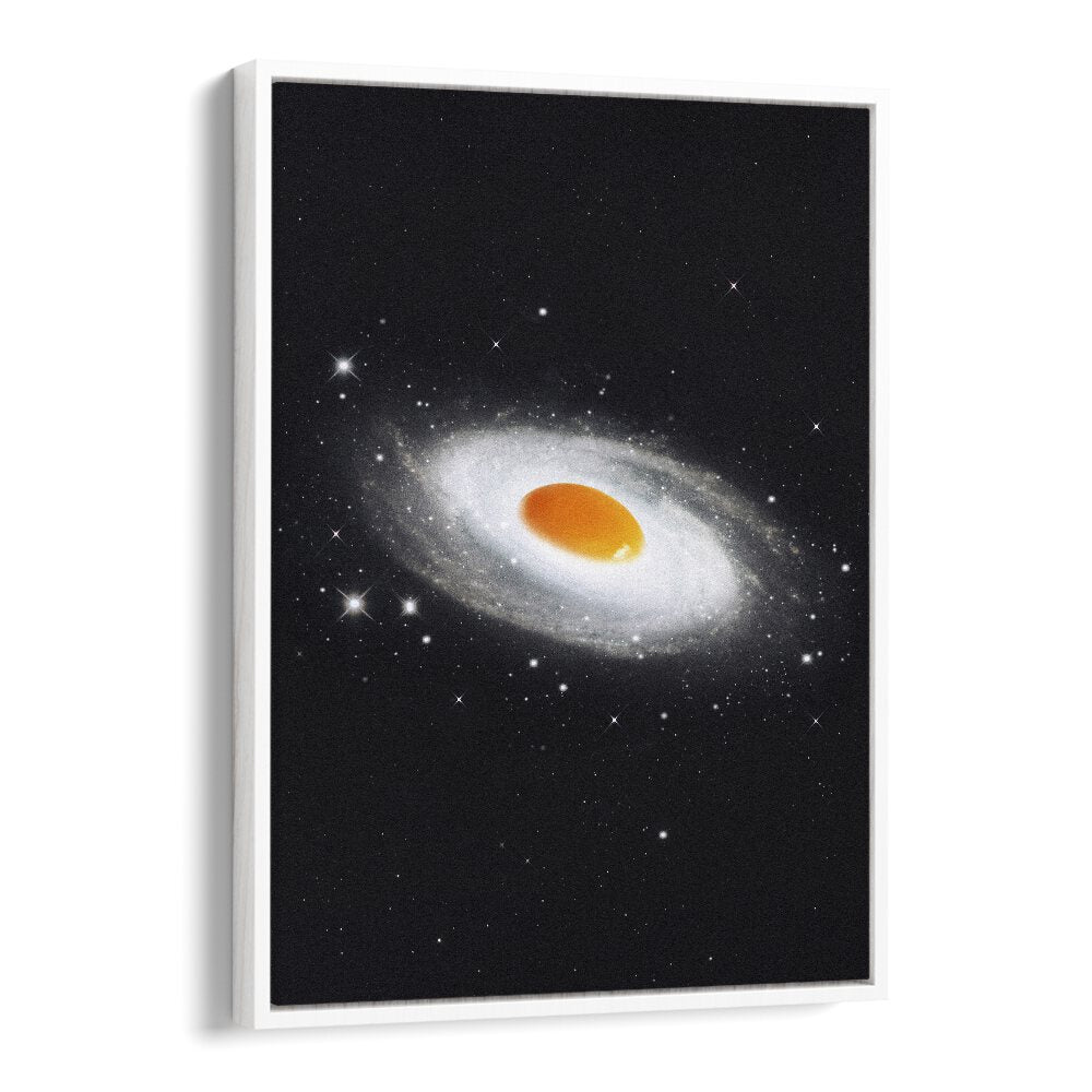 Cosmic Egg Surreal art painting Artwork in White Floater Frame
