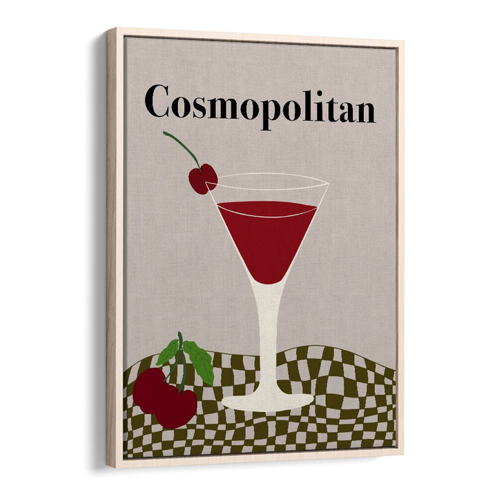 Cosmopolitan, Bar Art Prints Artwork in Oak Wood Floater Frame
