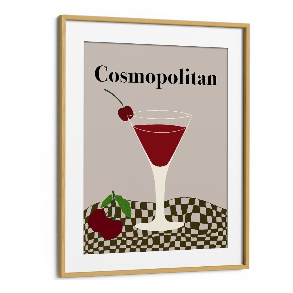 Cosmopolitan, Bar Art Prints Artwork in Oak Wood Frame With Mount
