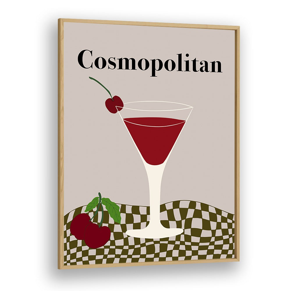 Cosmopolitan, Bar Art Prints Artwork in Oak Wood Plain Frame
