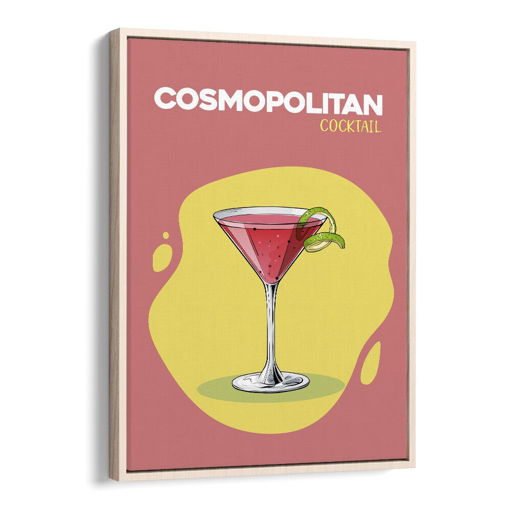 Cosmopolitan Cocktail Bar & Cafe Artwork in Oak Wood Floater Frame