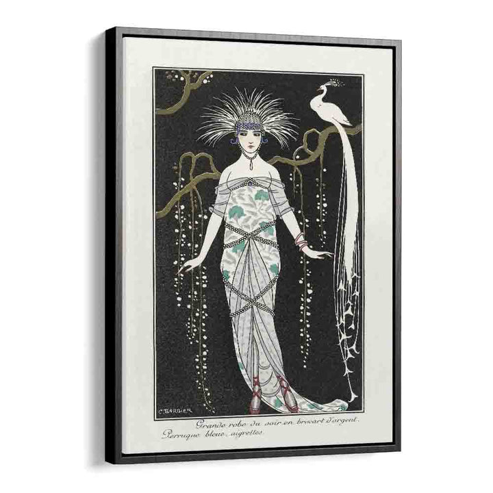 Costumes Parisiens Grande Robe Du Soir From Journal Des Dames Et Des Modes (1914) George Barbier art painting Artwork in Black Floater Frame