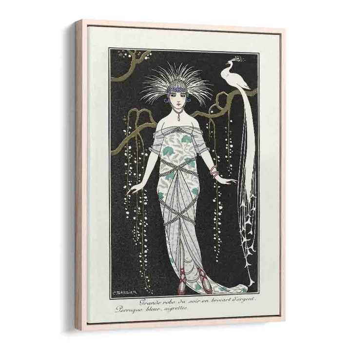 Costumes Parisiens Grande Robe Du Soir From Journal Des Dames Et Des Modes (1914) George Barbier art painting Artwork in Oak Wood Floater Frame