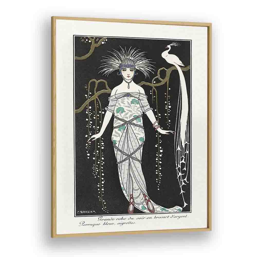 Costumes Parisiens Grande Robe Du Soir From Journal Des Dames Et Des Modes (1914) George Barbier art painting Artwork in Oak Wood Plain Frame