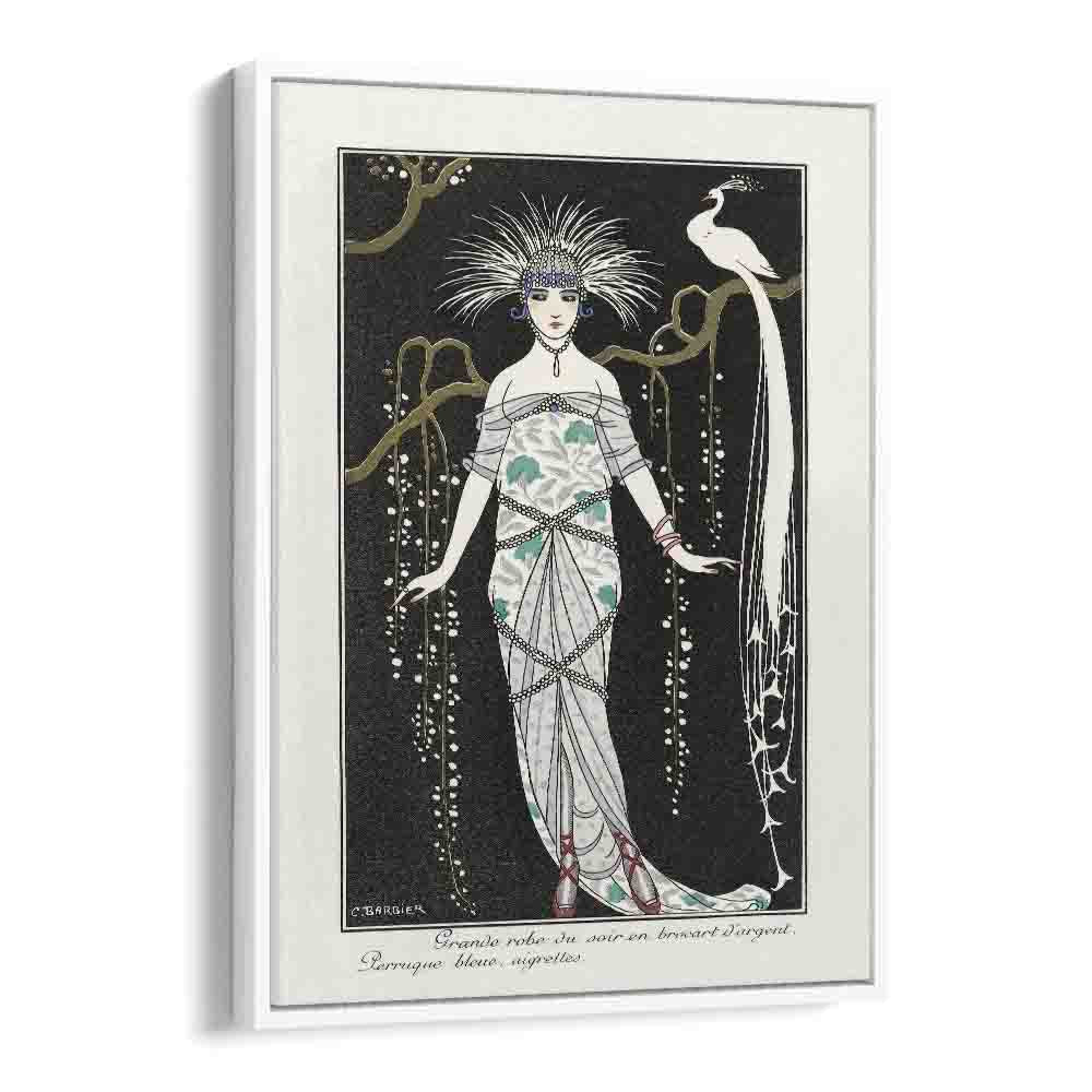 Costumes Parisiens Grande Robe Du Soir From Journal Des Dames Et Des Modes (1914) George Barbier art painting Artwork in White Floater Frame