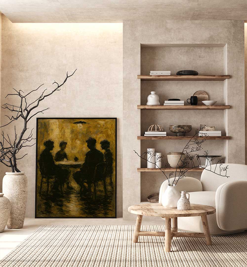 COUNCIL IN SHADOWS , EXPRESSIONISM PAINTINGS