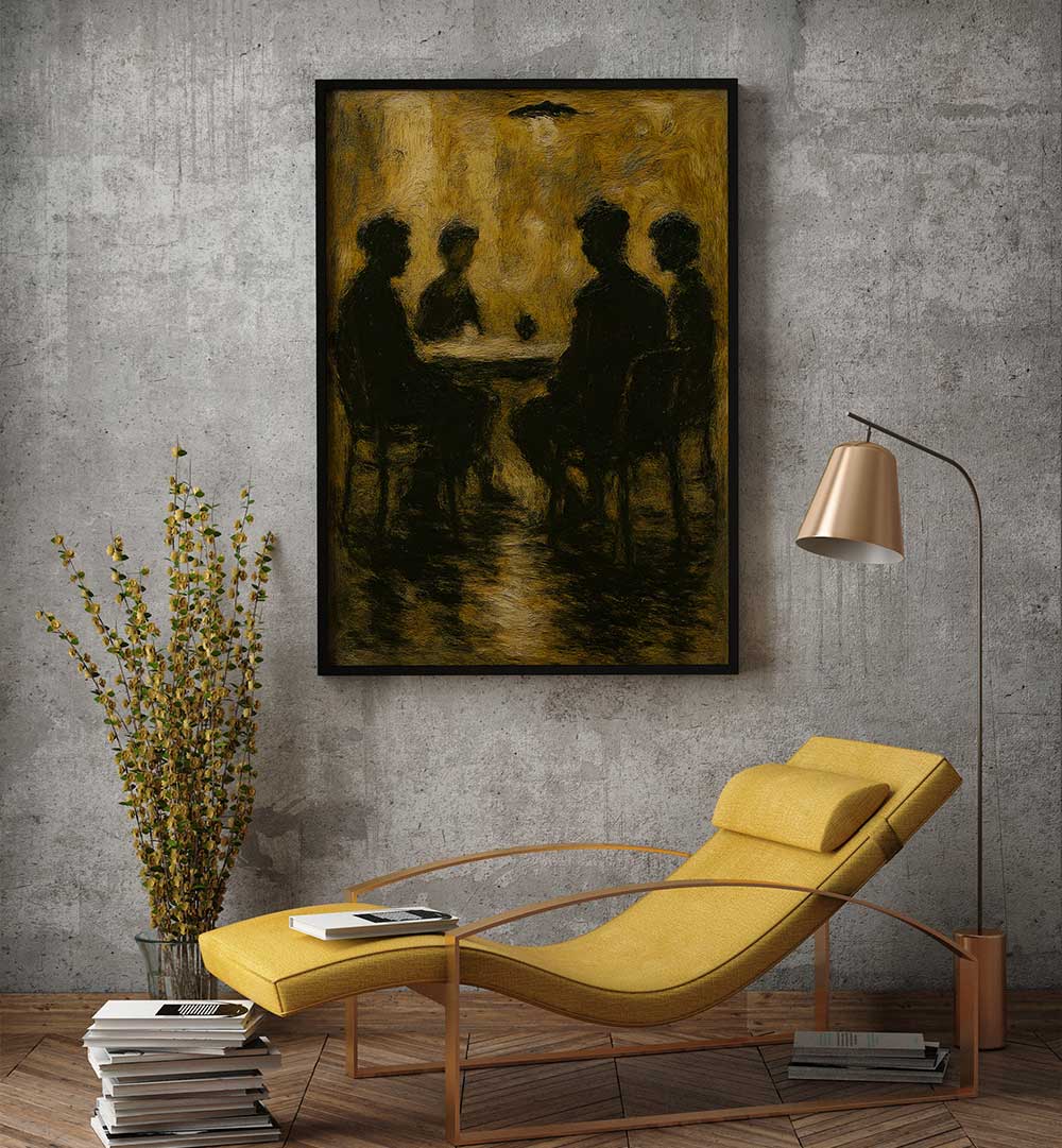 COUNCIL IN SHADOWS , EXPRESSIONISM PAINTINGS