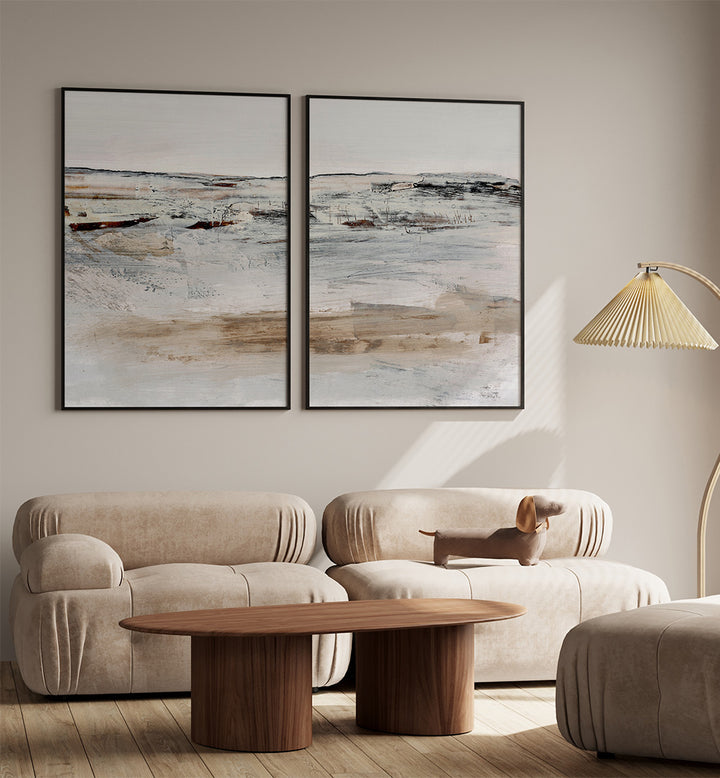 COUNTRY SIDE ABSTRACT , SET OF 2 PAINTINGS