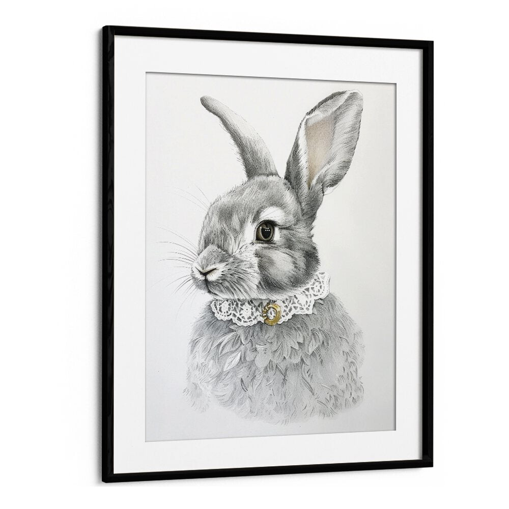 Courtier Bun Kids Art Artwork in Black Frame With Mount
