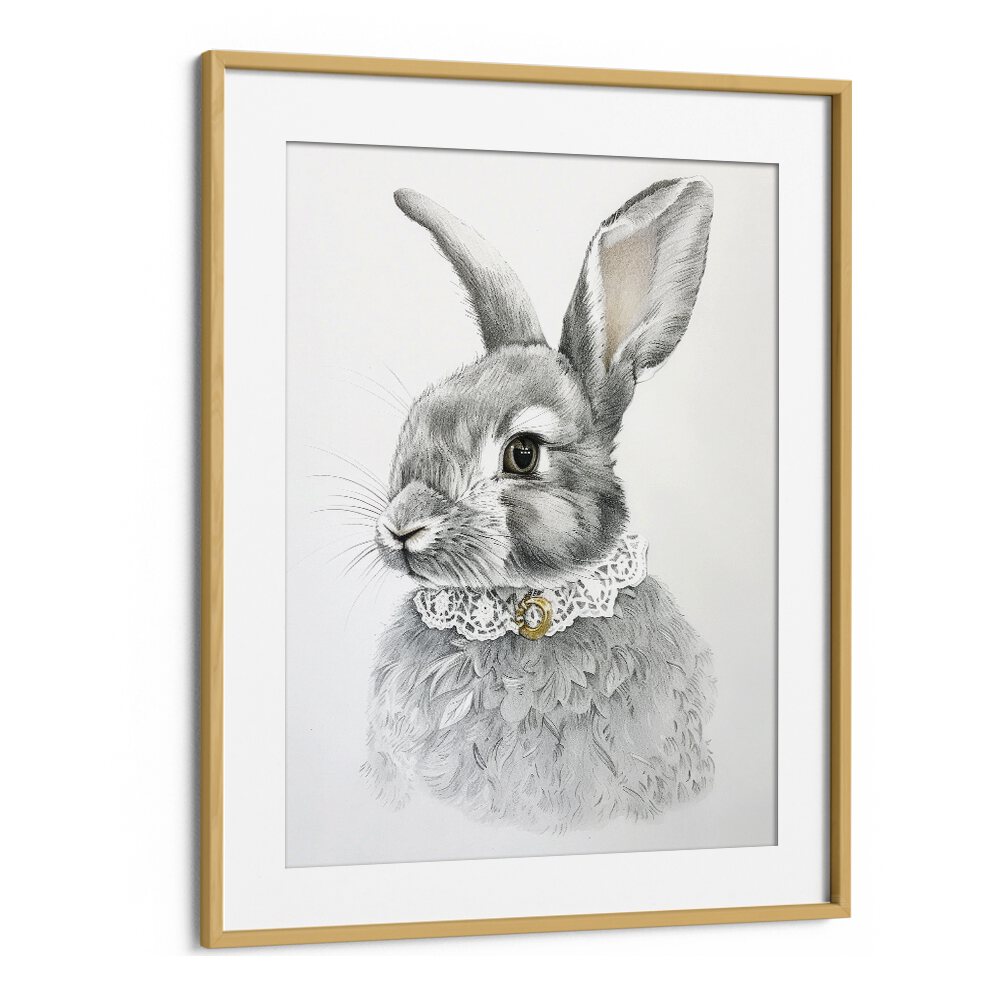 Courtier Bun Kids Art Artwork in Oak Wood Frame With Mount
