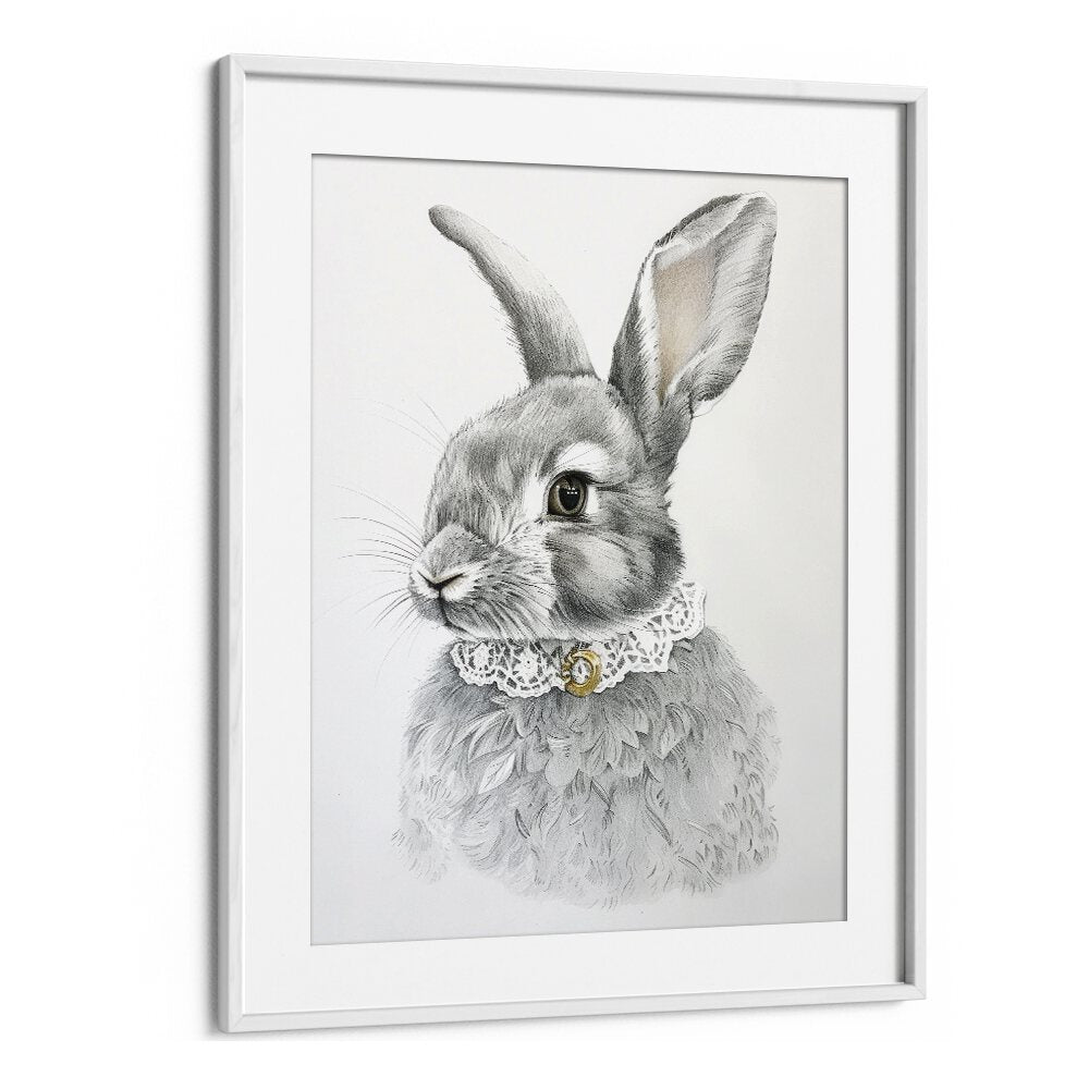 Courtier Bun Kids Art Artwork in White Frame With Mount