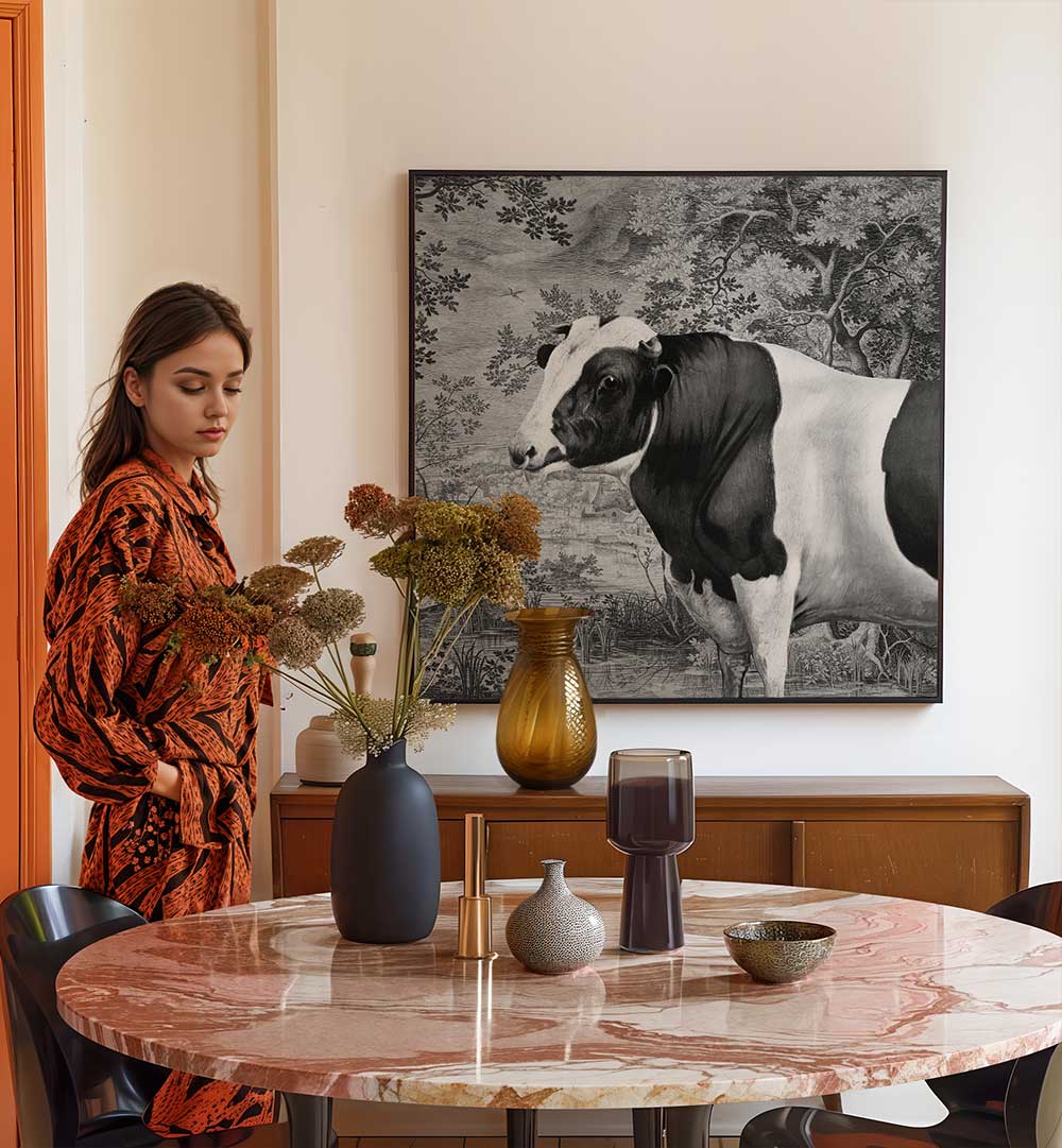 COW IN LANDSCAPE , ANIMAL PAINTINGS