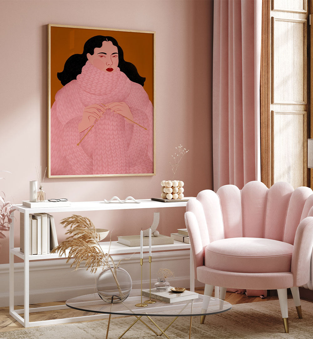 COZY PINK SWEATER KNITTER
