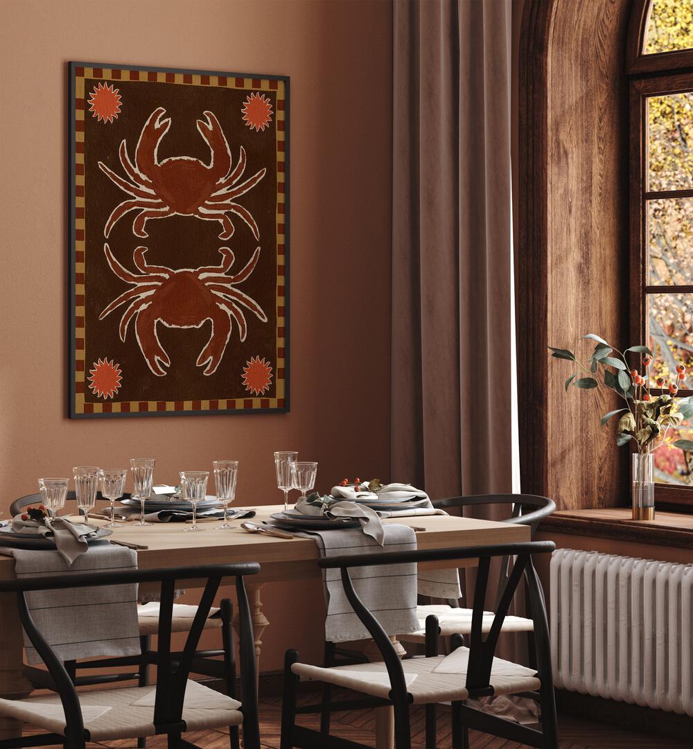 Transform your space with the CRAB MIRROR DANCE, BAR art, a captivating decor piece for cafes and dining areas.