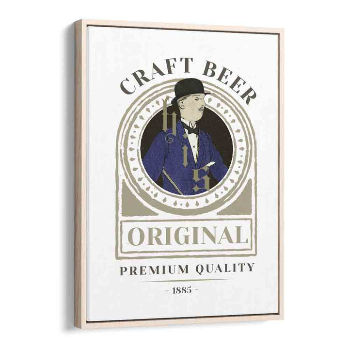 Craft Beer Bar & Cafe Artwork in Oak Wood Floater Frame