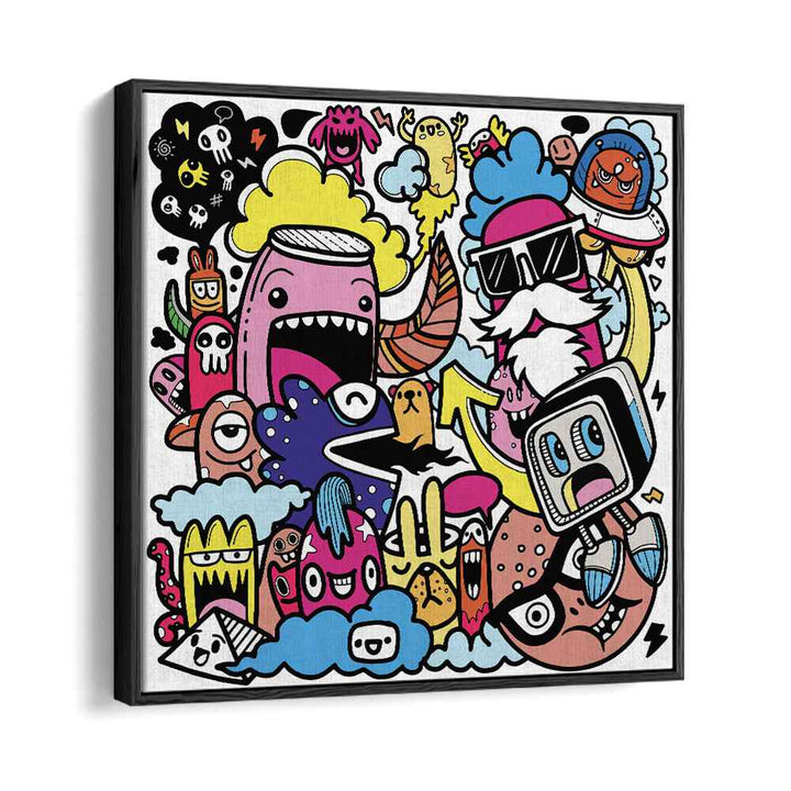 Crazy Quips Doodle Art Artwork in Black Floater Frame