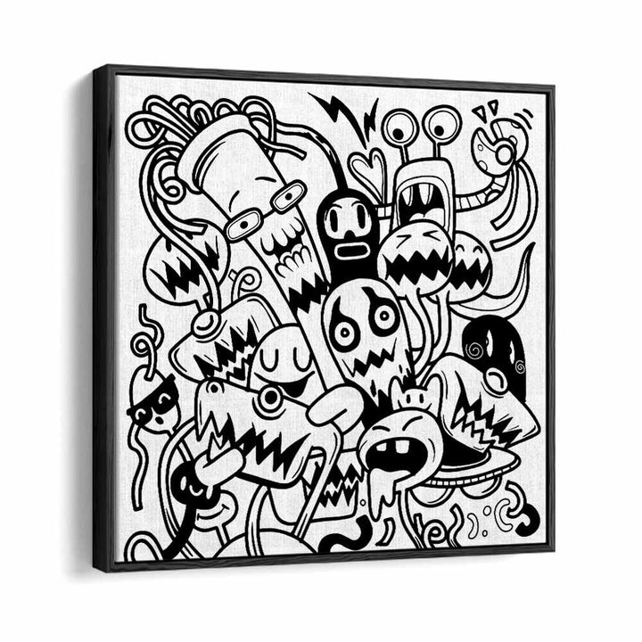 Creative Chaos Doodle Art Artwork in Black Floater Frame