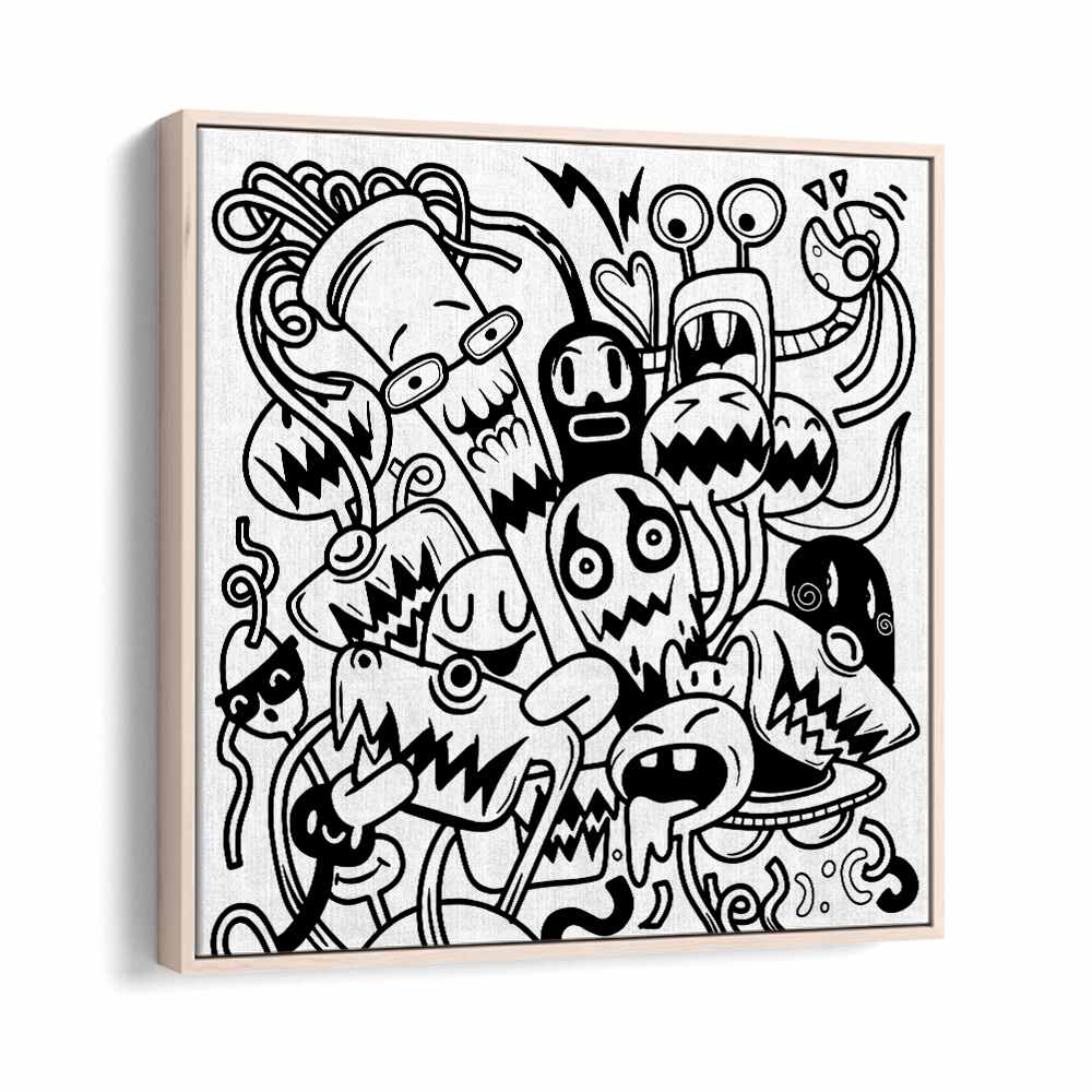 Creative Chaos Doodle Art Artwork in Oak Wood Floater Frame