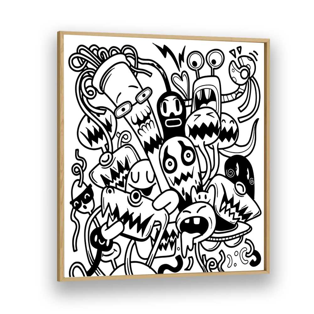 Creative Chaos Doodle Art Artwork in Oak Wood Plain Frame