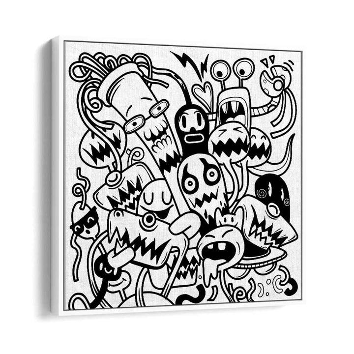 Creative Chaos Doodle Art Artwork in White Floater Frame