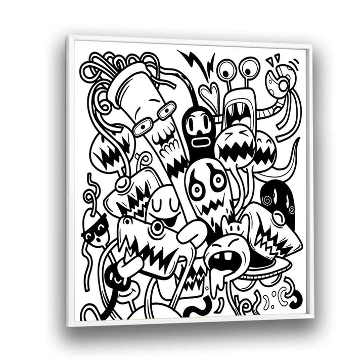 Creative Chaos Doodle Art Artwork in White Plain Frame